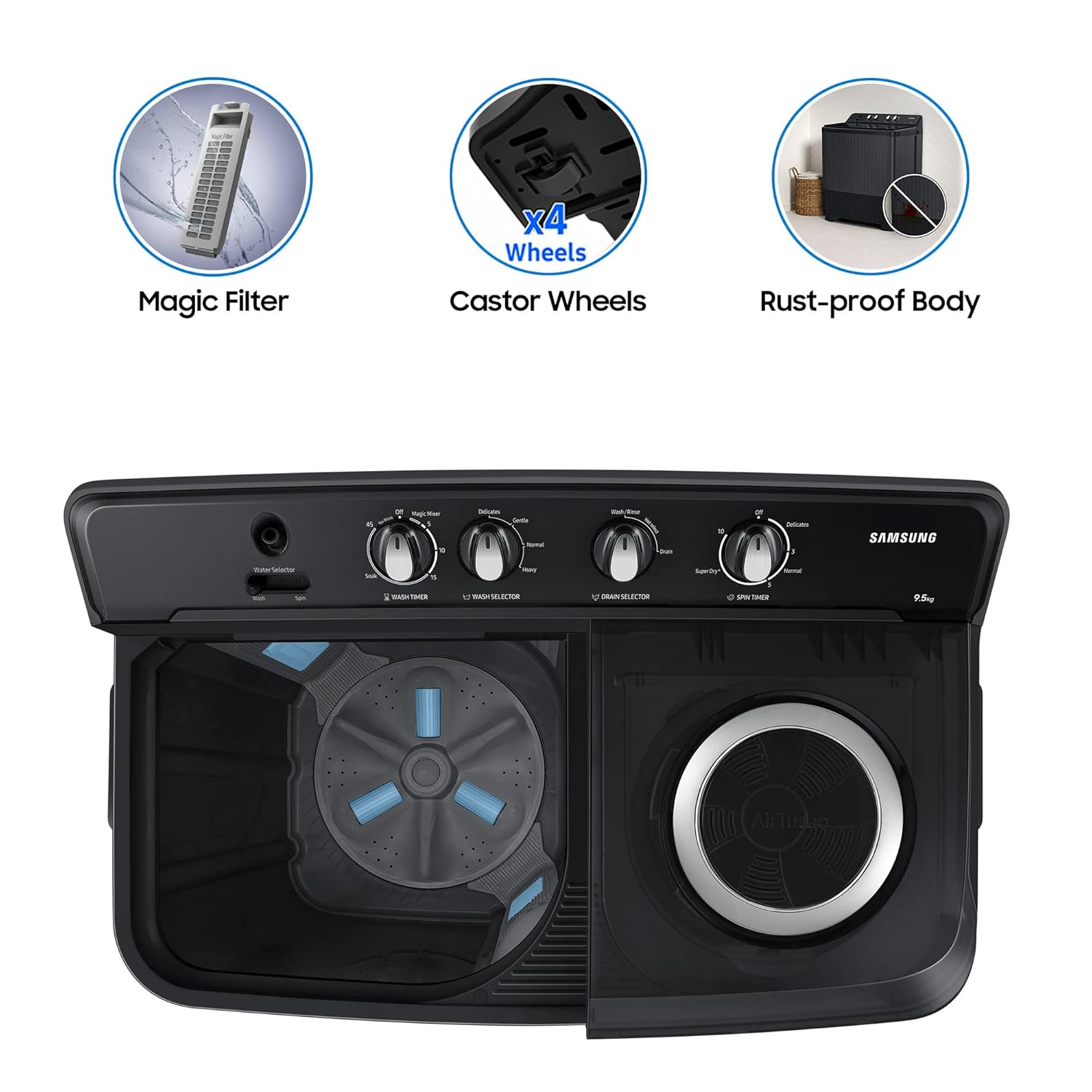 Samsung 9.5 Kg, 5 Star, Semi-Automatic Top Load Washing Machine (WT95A4260GD/TL, Air Turbo Drying, Dark Gray, 5 Year Warranty on Wash Motor) 4 71toc094gmL. SL1500