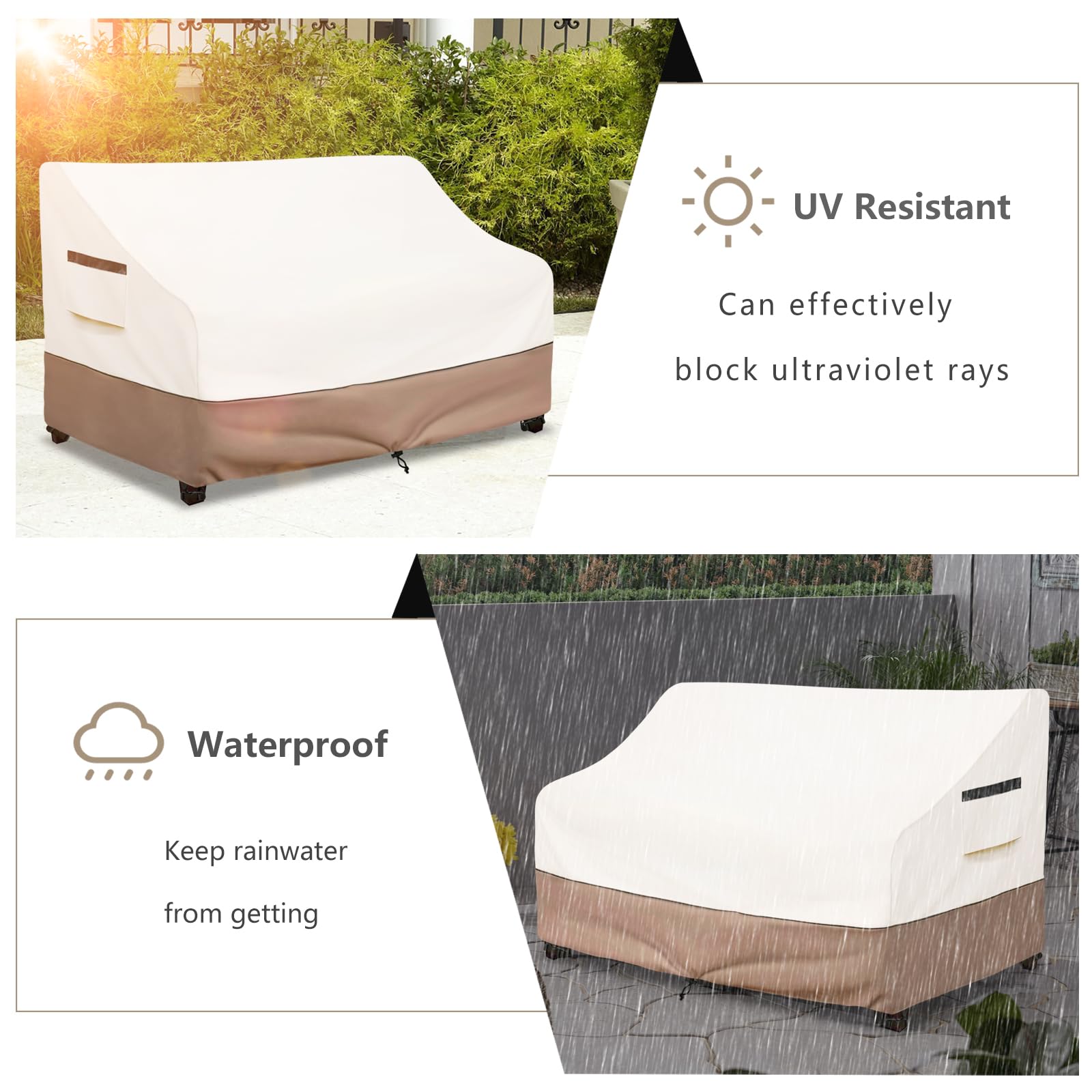 2-Sitzer Schutzbezug Für Gartenmöbel – 100% Wasserdicht, Strapazierfähig – Outdoor Sofabezug In Beige/Braun