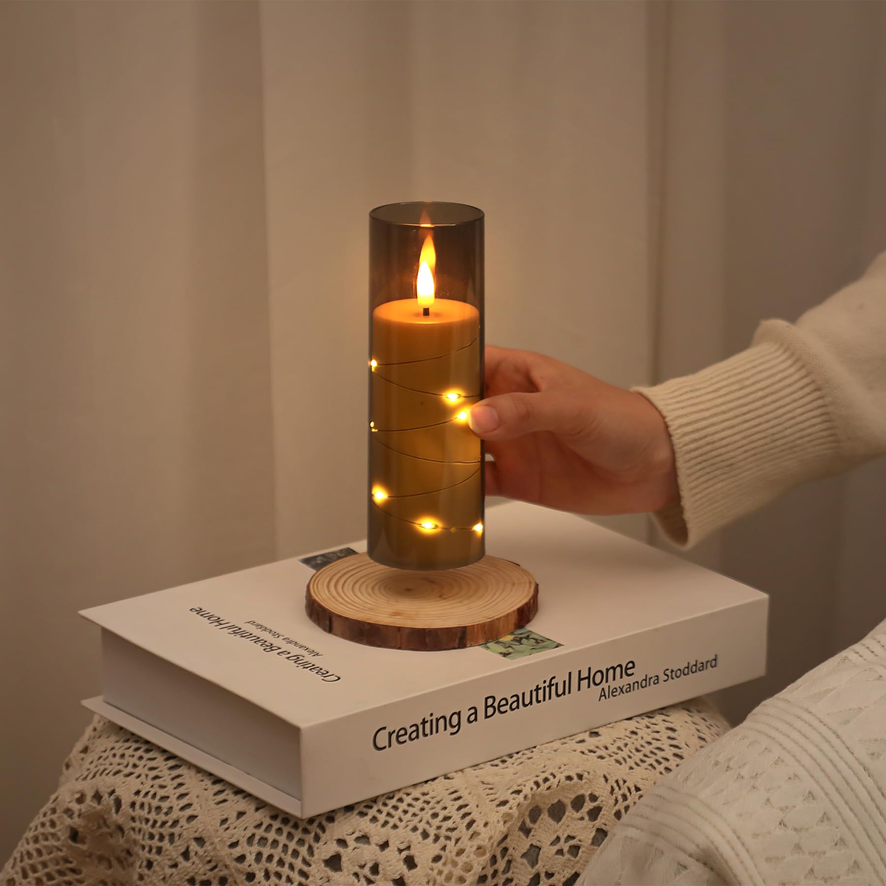 Forever Speed 5PCS Velas LED con Mando a Distancia, Regulable LED Velas Efecto Llama con Cuerdas de Luces Incrustadas Velas Decorativas para La Decoración Casera del Partido - Gris