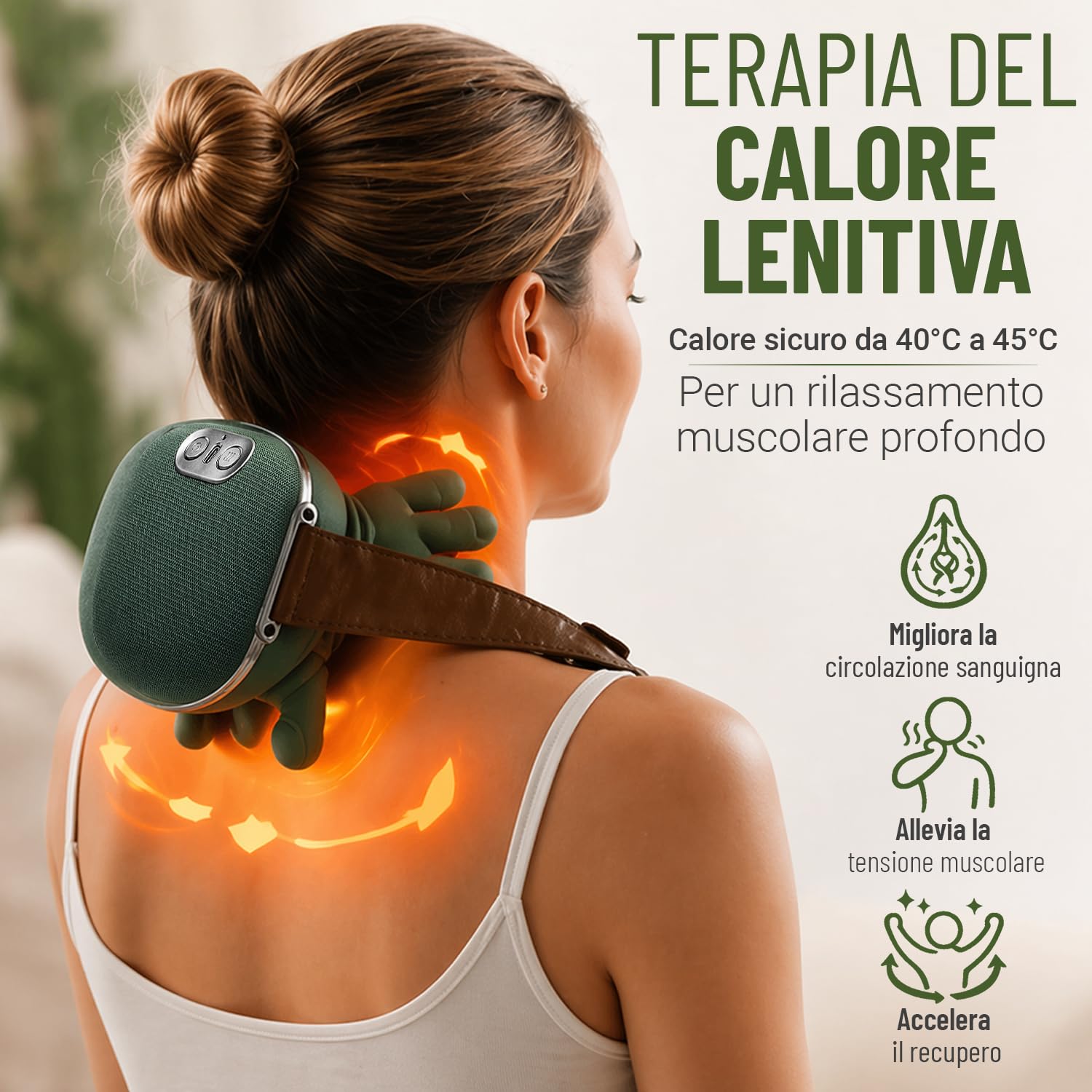 BeFit24 Massaggiatore Cervicale Ergonomico 4D Senza Fili, Massaggiatore Collo e Spalle con Calore, Massaggio Cervicale Profondo per Sollievo dal Dolore, Cuscino Massaggiante Schiena Portatile USB