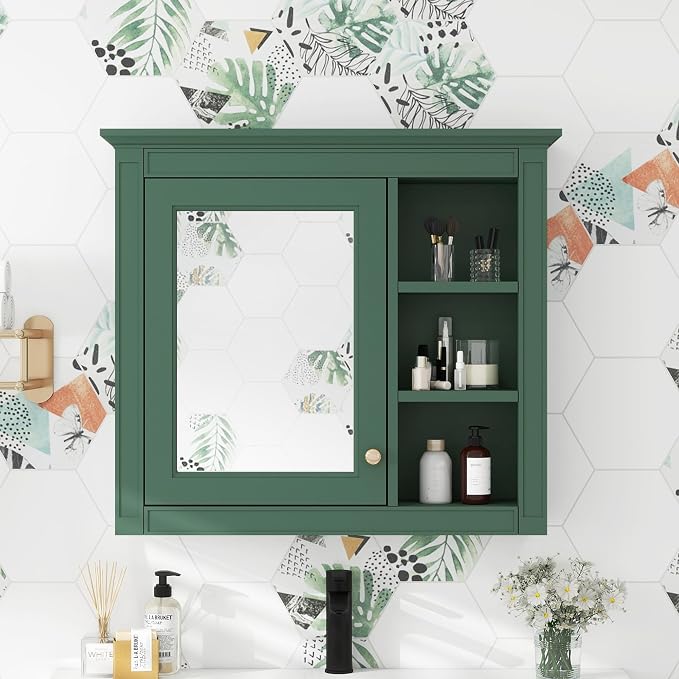 Amazon.com: Merax Bathroom Medicine Cabinet with Mirror, Wall Mounted ...