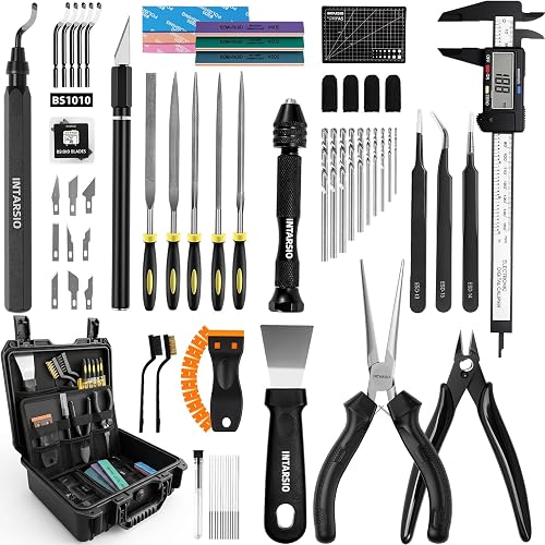 76pcs 3D Printer Tools Kit for Model Finishing/Deburring/Drilling/Polishing, 3D Printer Accessories incl. Flush Cutter, Pilers, Digital Caliper, for Bambu Lab, Flashforge, K2, FDM/SLA Printers etc