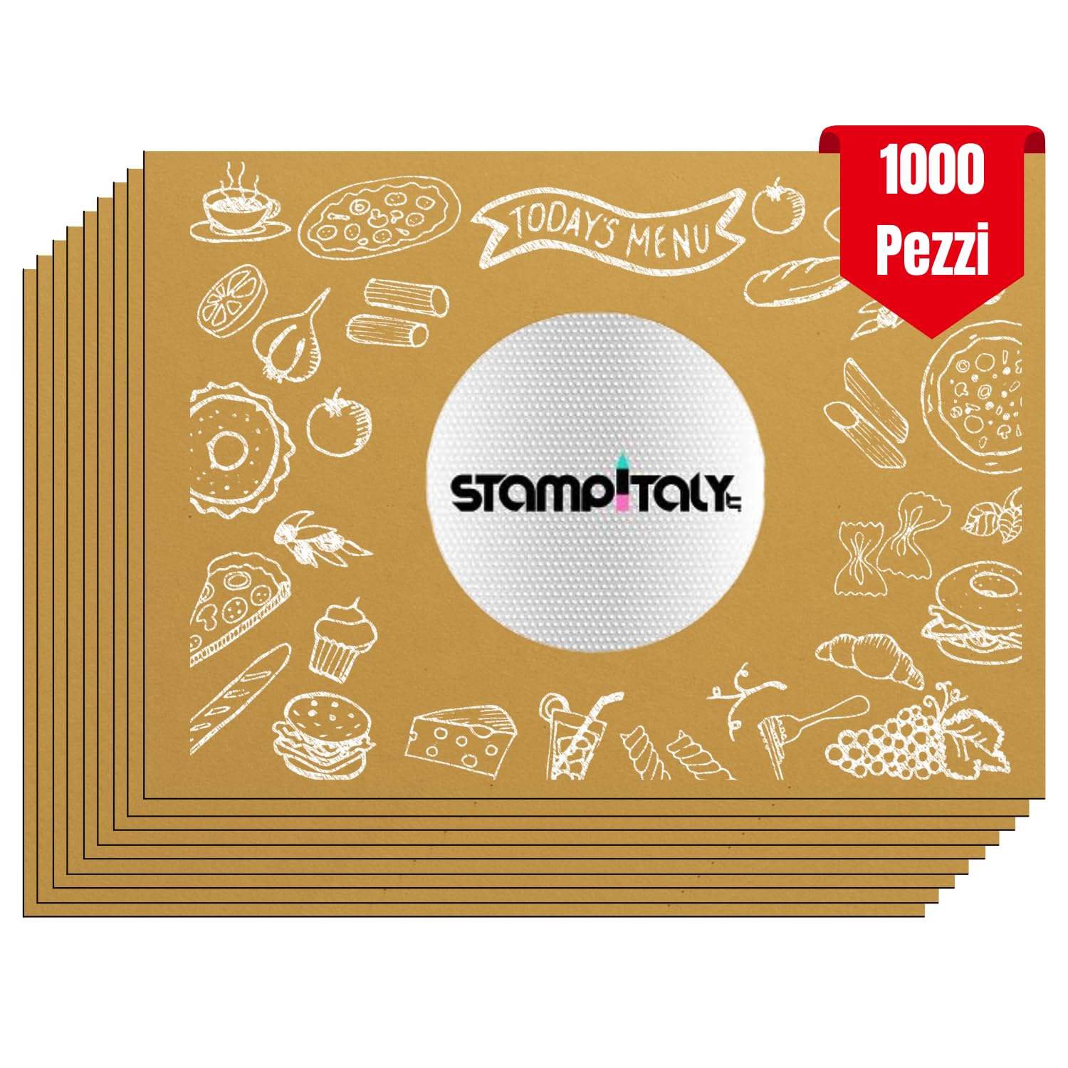 Stampitaly® 1000 Tovagliette Monouso Personalizzate 30x40cm con Logo, Made in Italy - Stampa Menù e Grafica - Tovagliette Usa e Getta Personalizzabili per Ristoranti e Bar in Carta Paglia 90 Gr/mq