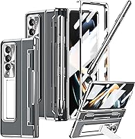 Vista 3 de Funda transparente para Samsung Galaxy Z Fold 5 con S Pen y soporte para bolígrafo, diseño de una sola pieza Z Fold 5, funda para teléfono