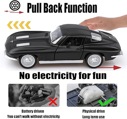 Miniatura 4 de TOKAXI 136 Escala 1963 Chevy Corvette modelos de autos fundidos a presión, vehículos de juguete Corvette, regalos de autos para niños y niñas