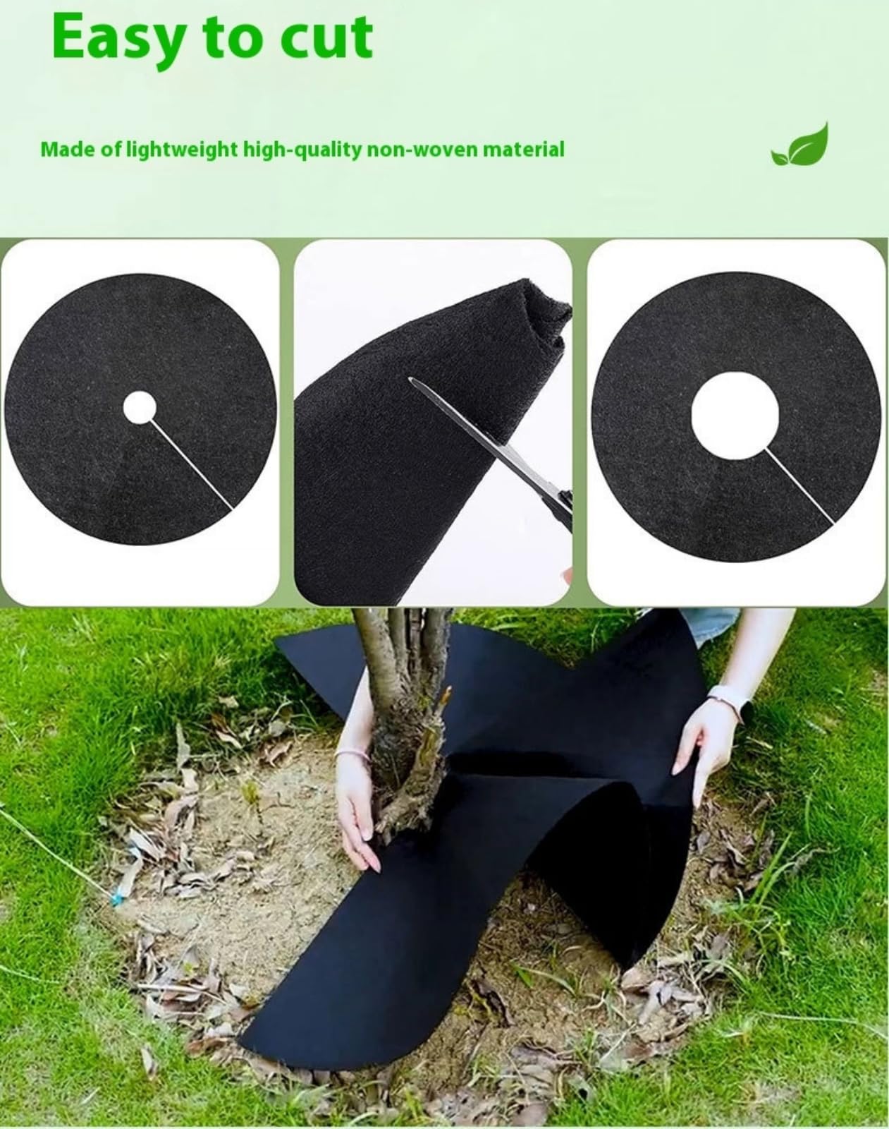 Nero 82 cm Tappetino per Erbacce da Giardino, Dischi Pacciamatura per Piante,10 Pezzi Tappetino Pacciamatura Telo Pacciamatura Albero, Adatto per Giardini, frutteti, orti