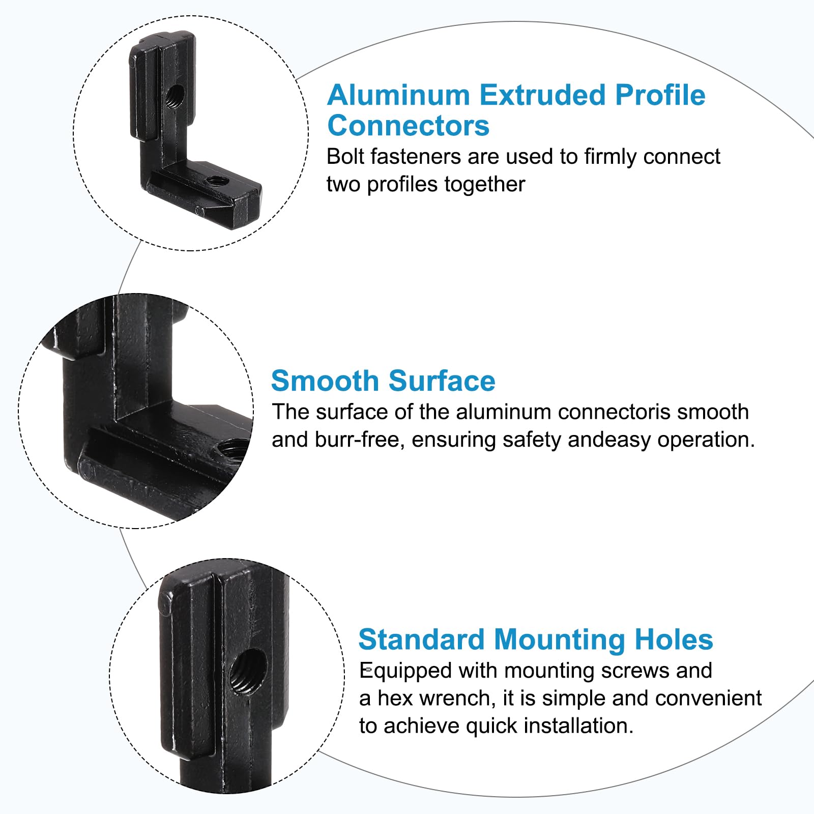 PATIKIL 4040 Series Aluminum Extrusion Connector Bracket,4Pcs L-Shape Inside Corner Connector Bracket Joint with Screw/Wrench for 8mm T/V Slot Rail Profiles Accessories - Image 4