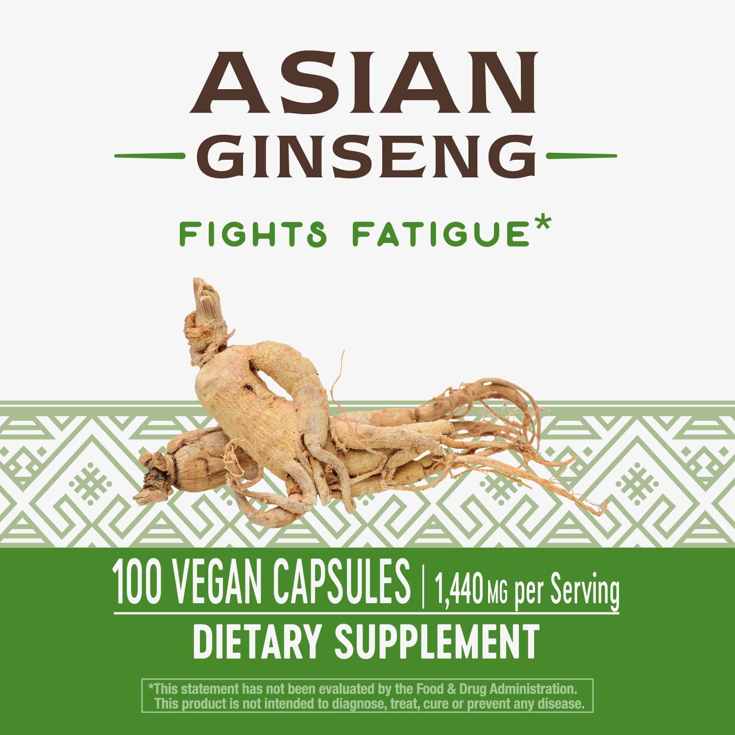 Nature's Way Premium Herbal Asian Ginseng 1120 mg per serving Capsules, 100 Count : Health & Household