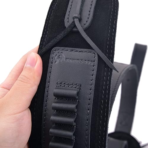 Miniatura 8 de Soporte de munición de cuero de grano superior, escopeta para rifle, correa ajustable para pistola de caza con giros