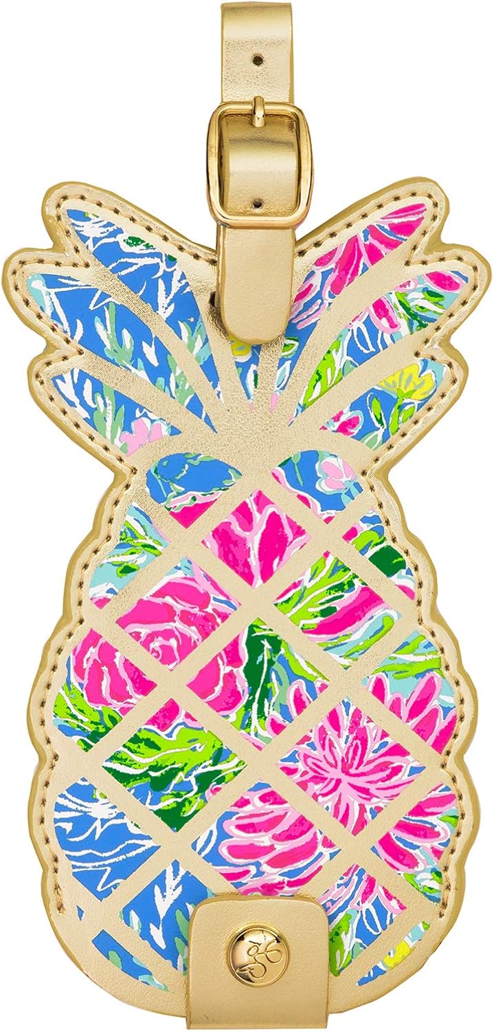 Lilly Pulitzer Leatherette Luggage Tag with Secure Strap, Colorful Suitcase Identifier for Travel, Mermaid in the Shade : Clothing, Shoes & Jewelry