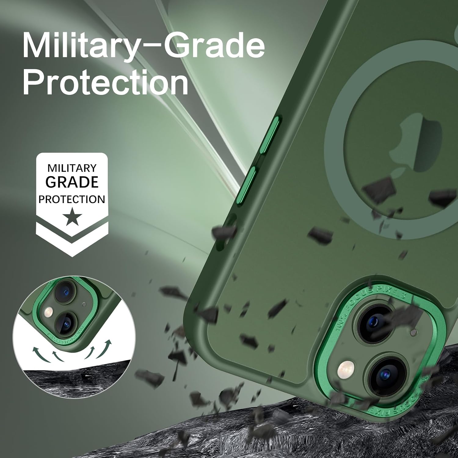 BENTOBEN Magnetic for iPhone 13 Case & iPhone 14 Case [Compatible with Magsafe] Translucent Matte Phone Case iPhone 13/14 Slim Shockproof Women Men Protective Cover for iPhone 13/14 6.1", Dark Green image 5