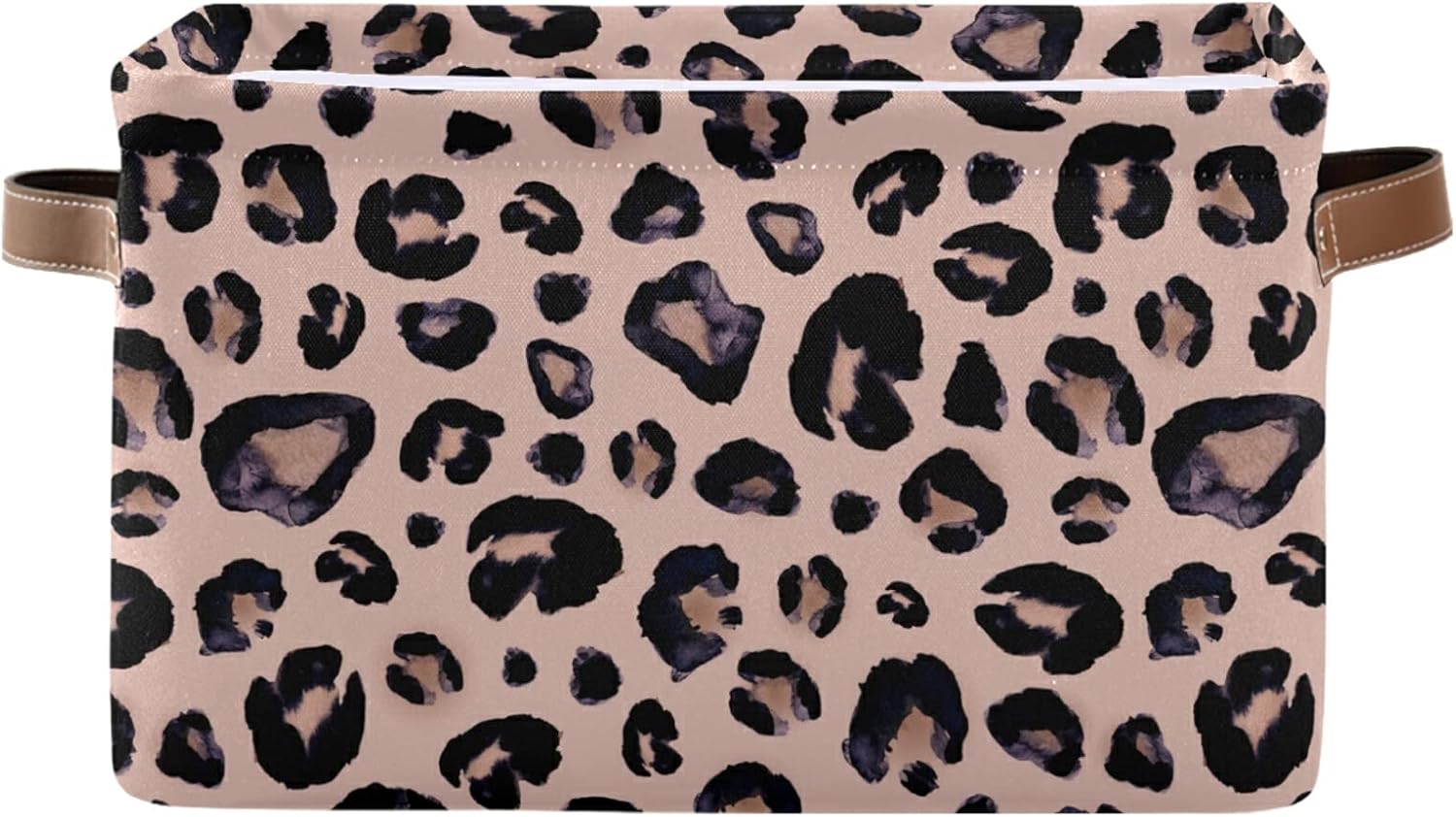 Bolaz Large Storage Basket Pink Black Leopard Foldable Storage Box Organizer Bins with Handles for Bedroom Home Office