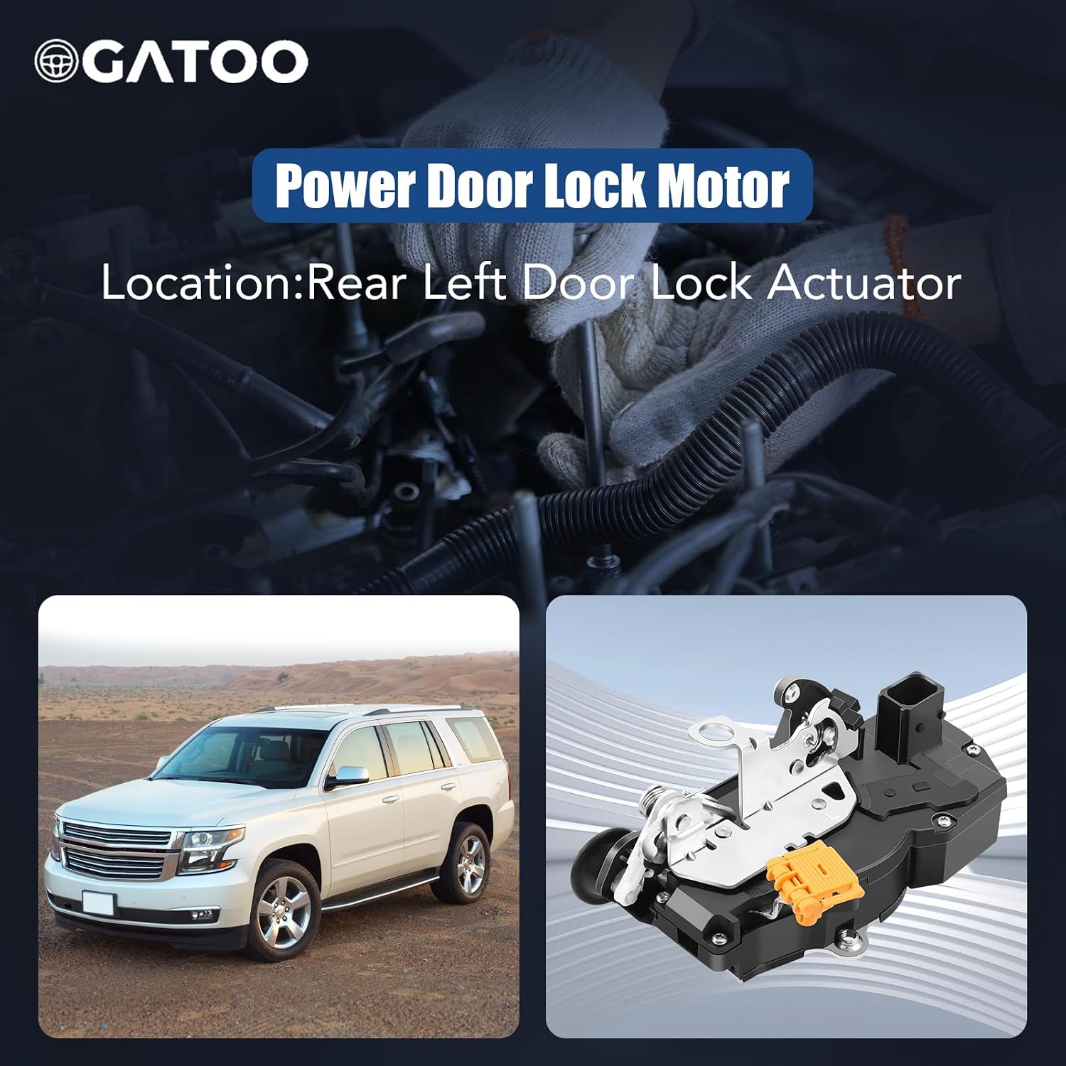 Rear Left Driver Side Door Lock Latch Actuator Fir for Chevy Tahoe Silverado 1500 2500 Suburban Avalanche GMC Sierra Yukon XL Cadillac Escalade 2007 2008 2009, 08-2012 Chevy Malibu，06-12 Aura Impala