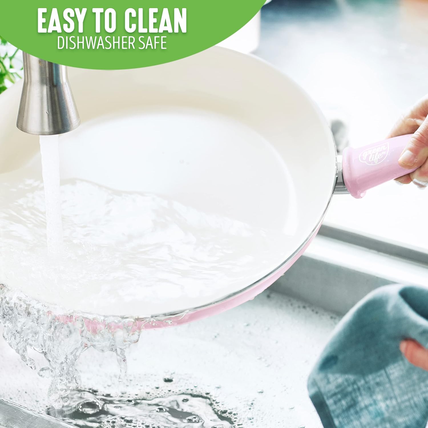 GreenLife Soft Grip Healthy Ceramic Nonstick, 8" 10" and 12" Frying Pan Skillet Set, PFAS-Free, Dishwasher Safe, Soft Pink - Image 9