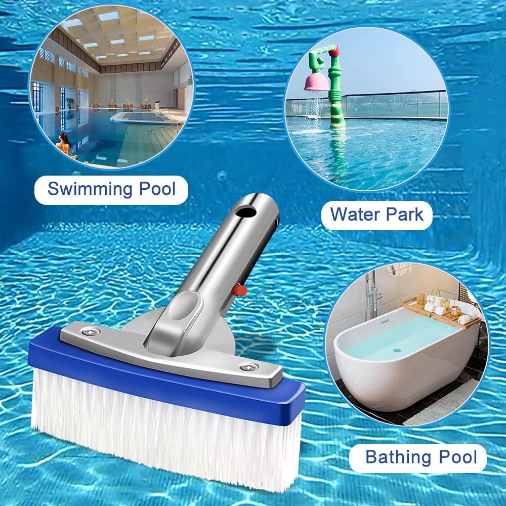 inifus 5.5" Heavy Duty Swimming Pool Brush,Pool Brush with Aluminum-Back & Nylon Bristles &EZ Clips,Scrub Brush Ideal for Cleaning Walls, Tiles & Floors : Patio, Lawn & Garden