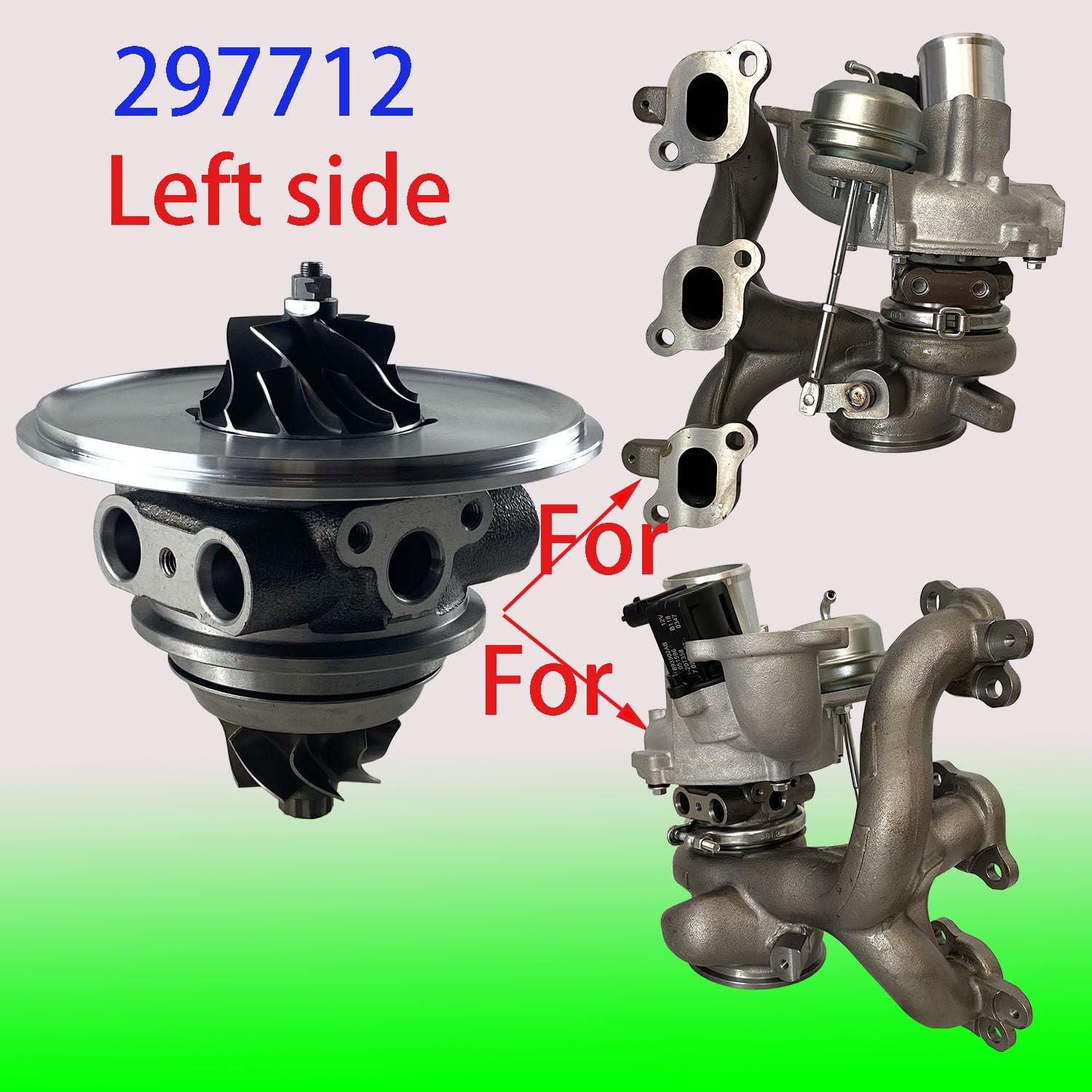 297712 302370 RHF5 Turbo Cartridge CHRA Compatible with 2014-2017 Maserati Ghibli Quattroporte Levante 3.0T Petrol V6 F160 M156 M156D Q4 Turbocharger (Left)