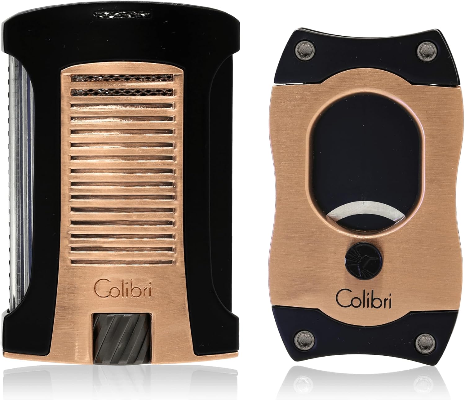 Colibri Daytona Lighter + S-Cut Cutter Gift Set - Single Jet Flame, Wind Resistant, Large Fuel Tank, Gift Box Included (Rose Gold)