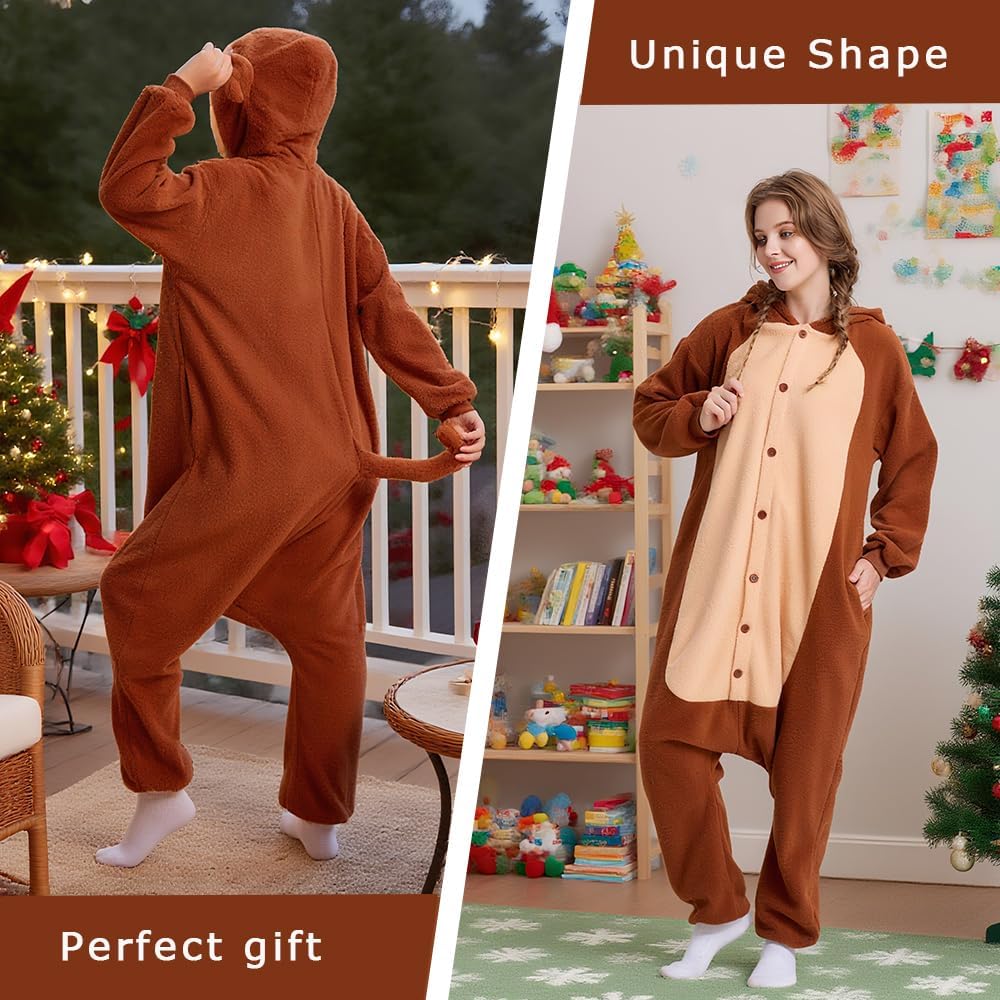 Adult Animal Onesie - Onesies Pajamas for Women & Men Couples, Soft Fleece Halloween Cosplay Costumes Sleepwear - Image 5
