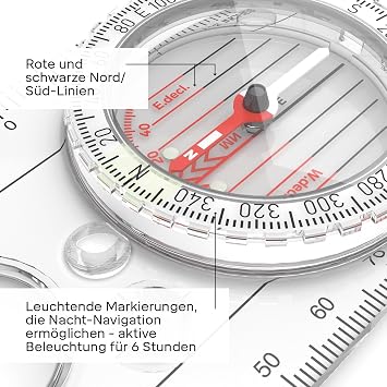 Expedition 4 - Scale 1:25k 1:40k 1:50k mm & inches - Navigation Compass for Advanced Users and Rescue Professionals - Rotatable Compass housing - Compass Hiking