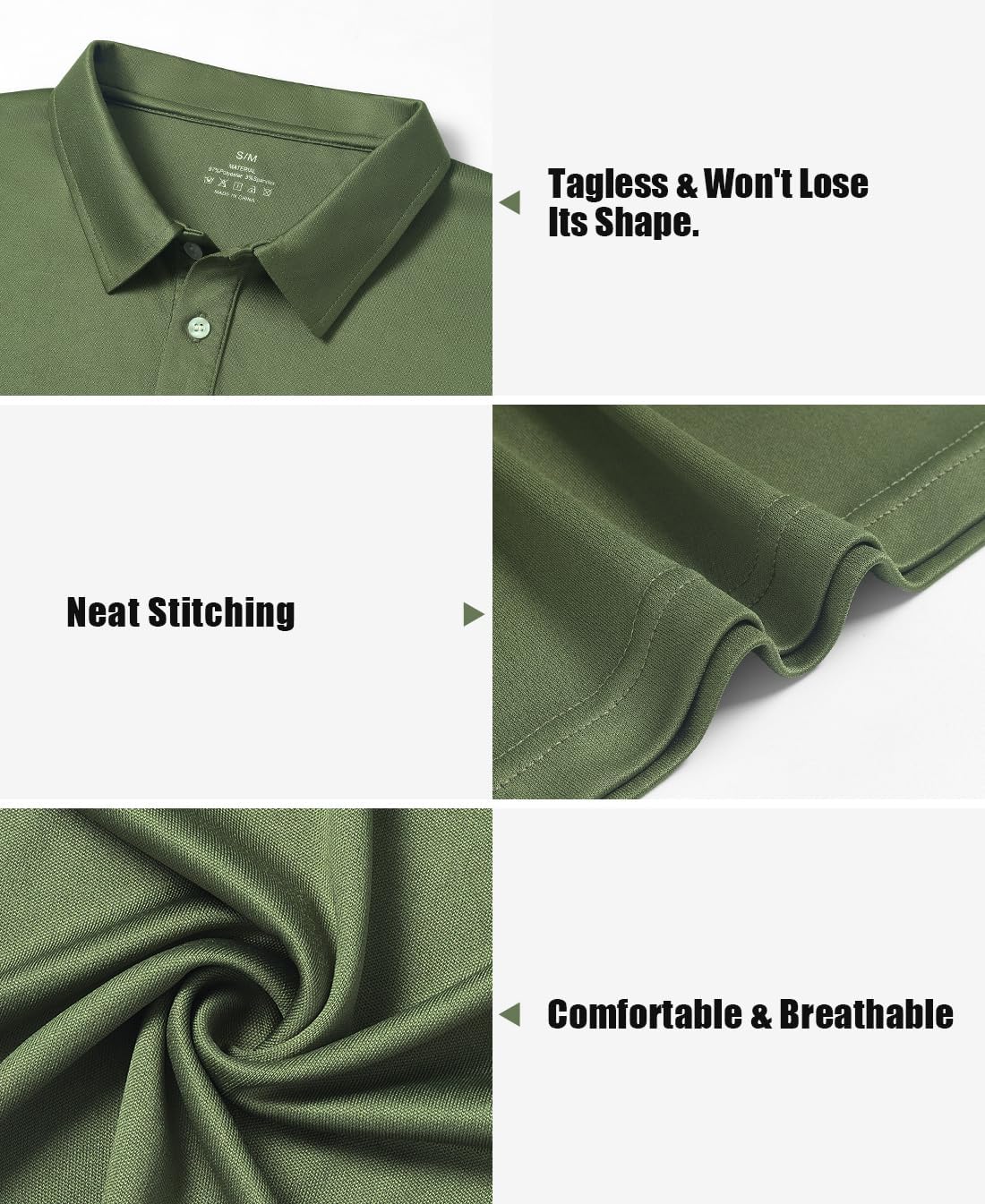 5 Pack Polo Shirts for Men Dry Fit Short Sleeve Golf T-Shirt Moisture Wicking Collared Casual Work Tops - Image 3