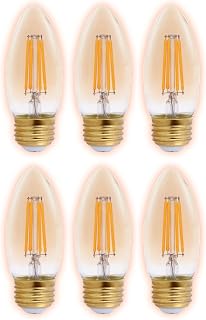 GoodBulb 40 Watt Equal – 5 Watt Clear Golden Finish E26 Chandelier LED – 90+ High CRI – Serene Sunset Warm Light – 325 Lumens – 2200 Kelvin – Thick Filament - Long-Lasting 15,000 Hours (6 Pack)