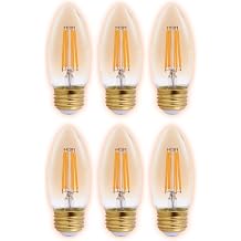 GoodBulb 40 Watt Equal 5 Watt Clear Golden Finish E26 Chandelier LED 90+ High CRI Serene Sunset Warm Light 325 Lumens 2200 Kelvin Thick Filament - Long-Lasting 15,000 Hours 6 Pack