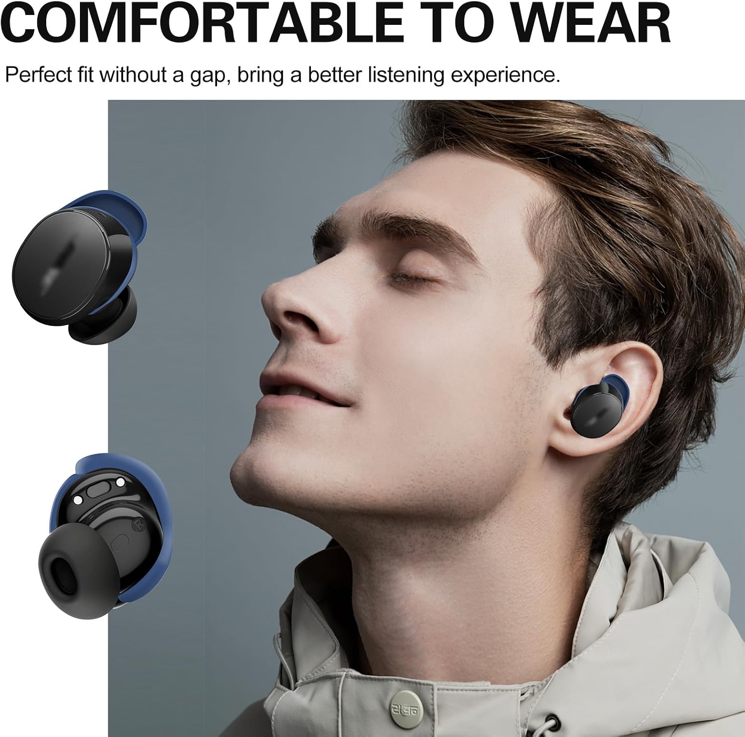 [3 Pairs] Ear Tips Covers for Bose New QuietComfort Earbuds (2024), Silicone Sport Ear Hook Cover Accessories for Bose New QC Earbuds, Anti-Slip Replacement Eartip Fit Kit (S,M,L) (Blue) image 4