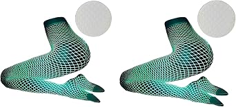 Aimery Glow in the Dark Fishnets Stockings, rave outfits for women,Neon Glow Fishnet Socks