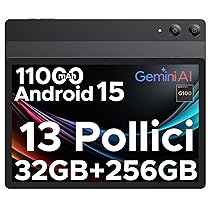 DOOGEE Tab E3 Pro Tablet 13 Pollici Android 15, G100 Gaming Tablet con Sim, 7.9mm, 32(8+24) GB+256GB, 11000mAh 18W Dual Card Slots, 4G LTE+ WiFi 2.4G, 5G, 13MP+8MP, 90Hz, Quattro Altoparlantii, Nero