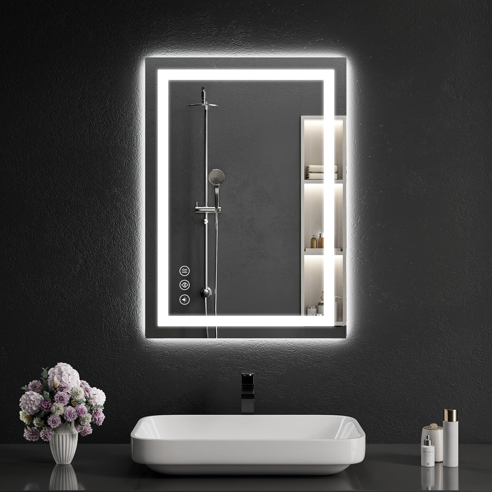 Photo 1 of LED Bathroom Mirrors 32"x48" Bathroom Mirror with Lights for Wall, Backlit + Front Lit, 3 Colors, Anti-Fog, Dimmable Brightness for Vanity,Bathroom, Entryway, Living Room