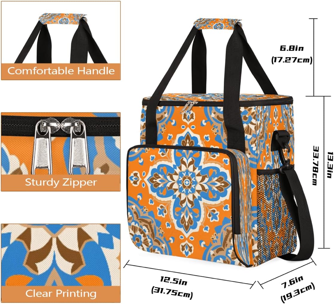 Ornate Mandala Portable Coffee Maker Carrying Bag Compatible with Keurig K-Mini or K-Mini Plus - Travel Storage Tote with K-Cup Pod Pockets for Single Serve Coffee Brewer
