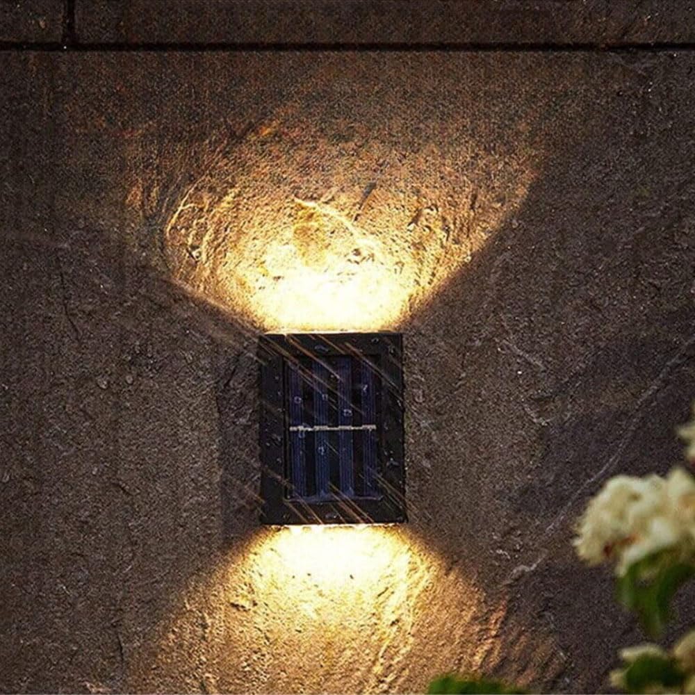 EBILUN LED Solar Porch Light,Outdoor Path Lamp Waterproof Fence Up and Down Sconce Lamp,Garden Villa Courtyard Park Lighting Ornament (Warm White,1)