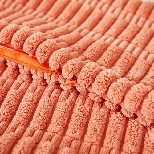 Miniatura 56 de Sunday Praise Paquete de 2 fundas de almohada decorativas de pana de 18 x 18 pulgadas, fundas de almohada cuadradas de rayas bohemias suaves