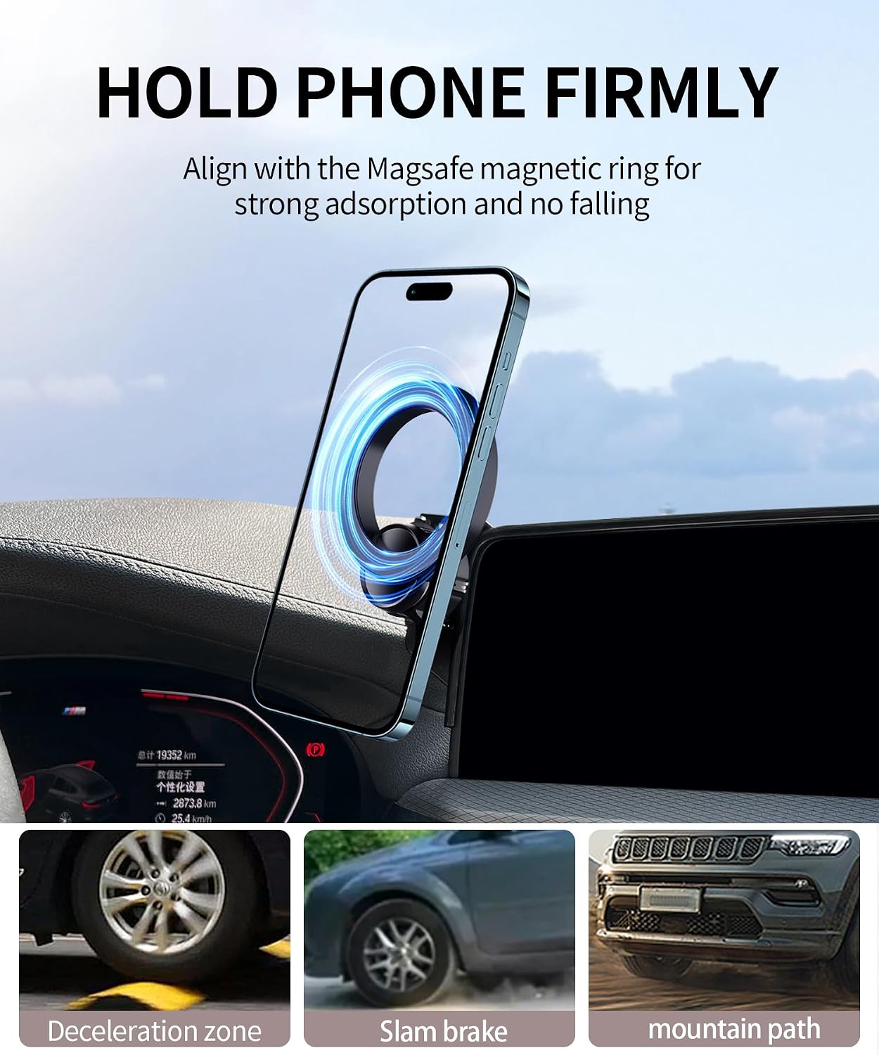 Car Phone Holder for BMW The X3 / BMW The X4 2018 2019 2020 2021 Accessories 10.25-inch touch Screen Fixed Clip, 360° Rotation Phone Mount Compatible with MagSafe, Does Not Affect Air Vent