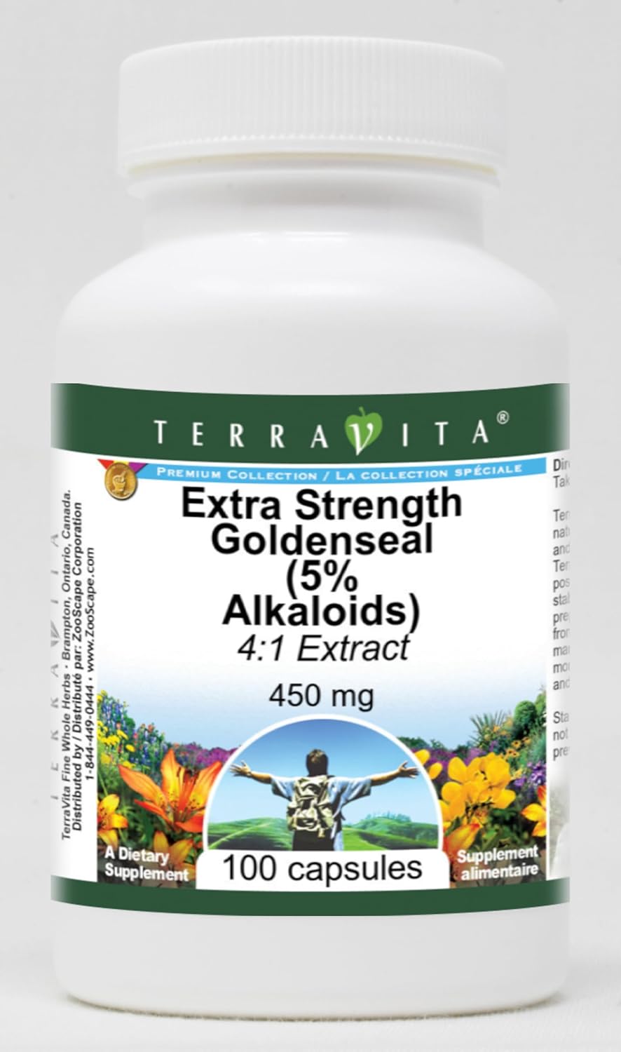 Extra Strength Goldenseal 4:1 Extract (5% Alkaloids) - 450 mg (100 Capsules, ZIN: 512423) - 3 Pack