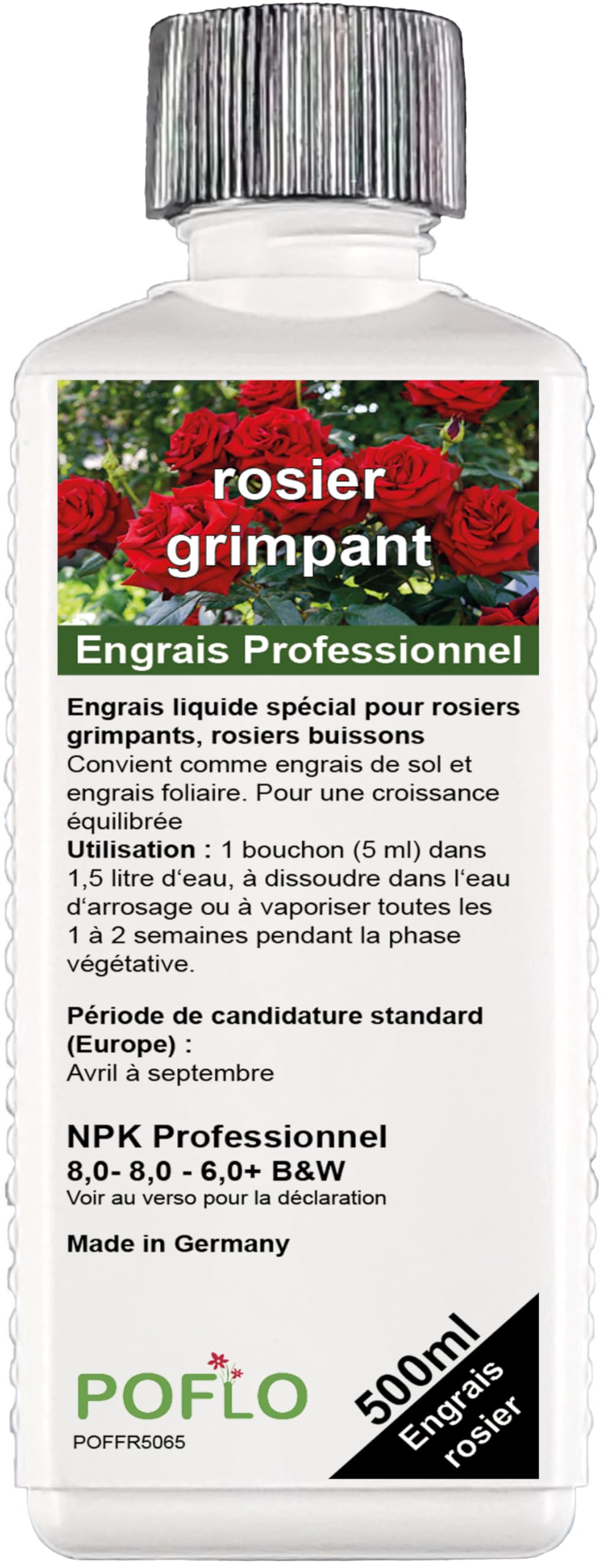 engrais pour rosiers grimpants et rosiers buissons, engrais liquide premium de la gamme professionnelle (500ml)