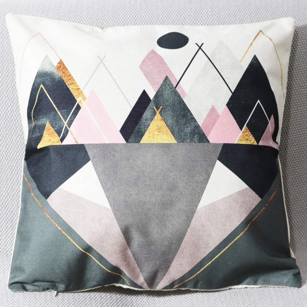 4 Pcs Fashion Throw Pillow Cover Mountains and Sun Decorative Square Cushion Covers Cotton Linen Outdoor Pillows Case for Sofa Bed Chair 18x18 Inch (Mountain-2)