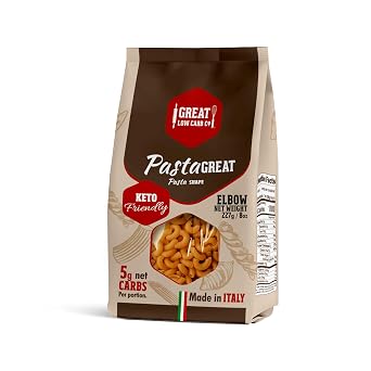 Great Low Carb Co. Keto-Friendly Italian Pasta Set, 0-5g Net Carbs, High Protein, High Fiber, Low Carb, Low Calories Made in Italy (1 Pack, Elbows 8oz Bag)