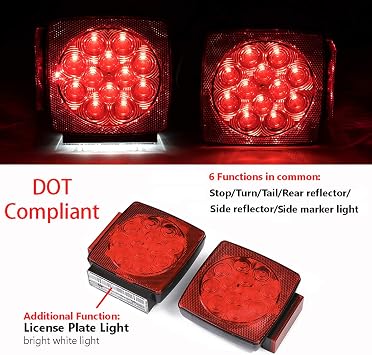 CZC AUTO 12V Submersible LED Trailer Light Kit, Under 80 Inch Boat Utility | Trailer Lights and Wiring Kit for Utility Trailer, Boat Trailer, Jet Ski, Waterproof