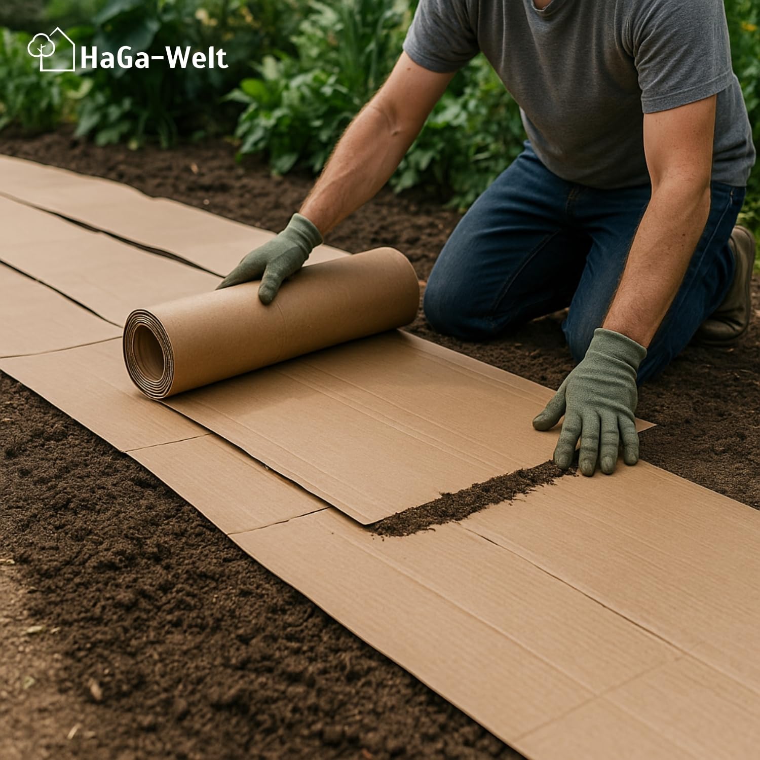 HaGa Schadstofffreie Pappe für Kompostbeete – 0,8 m Breite | 10m Länge – Natürlicher Unkrautschutz ohne Chemie – Umweltfreundliche & kompostierbare Mulch-Wellpappe für Hochbeet Gemüsebeet