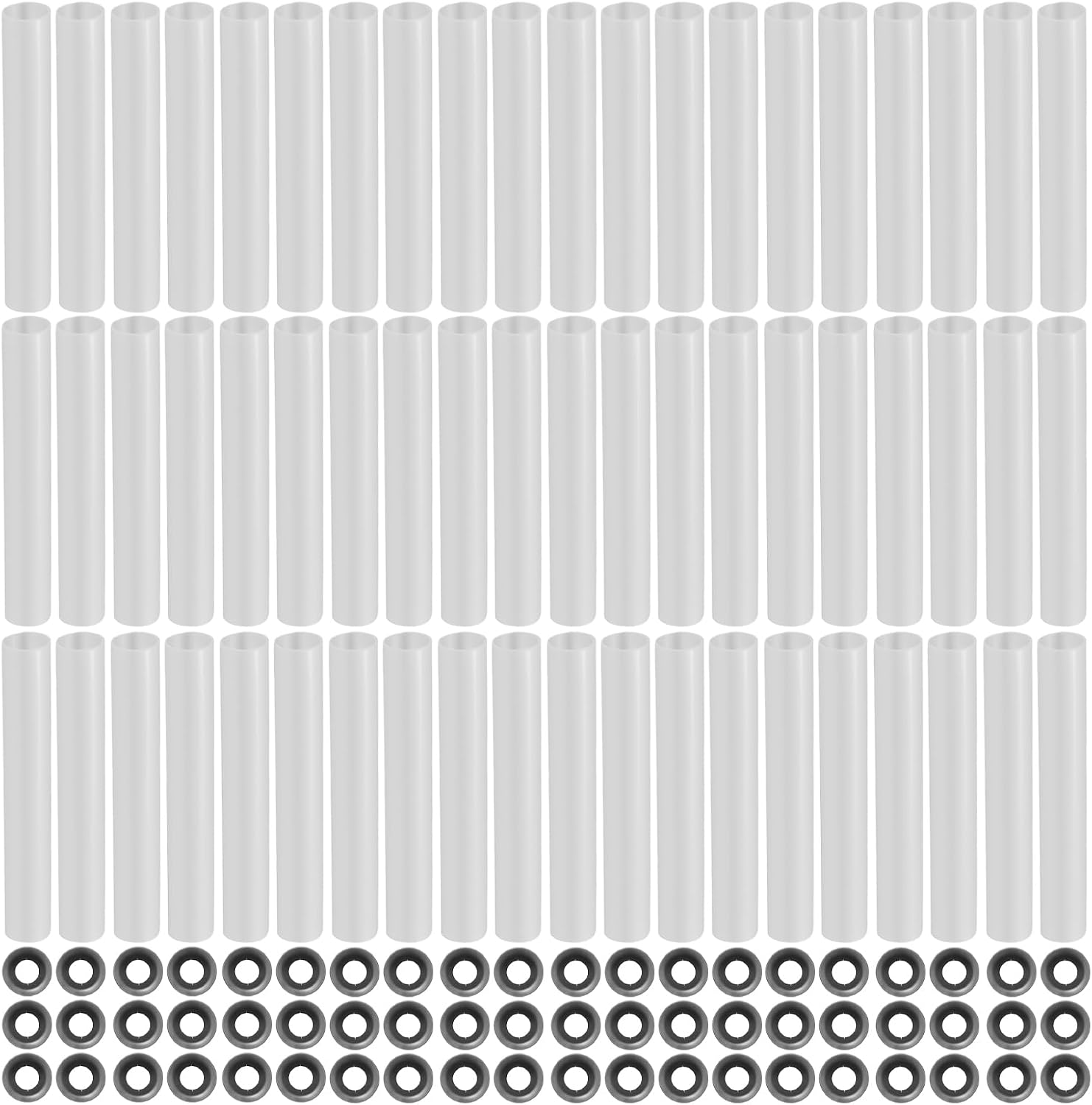 MDEOOSKY 60PCS Garage Door Hinge Quiet Roller Sleeves with 60 Roller Shaft Nuts Gaskets, Replacement for Quiet Garage Door Rollers Bearing, 11mm ID 80mm Length