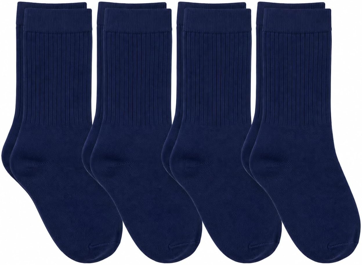 juDanzy 4 Pack of Crew Height Boys or Girls Socks for School Uniform, Sports and Casual Wear