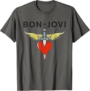 Official Bon Jovi Heart Dagger T Shirts for Men and Women Band Tees