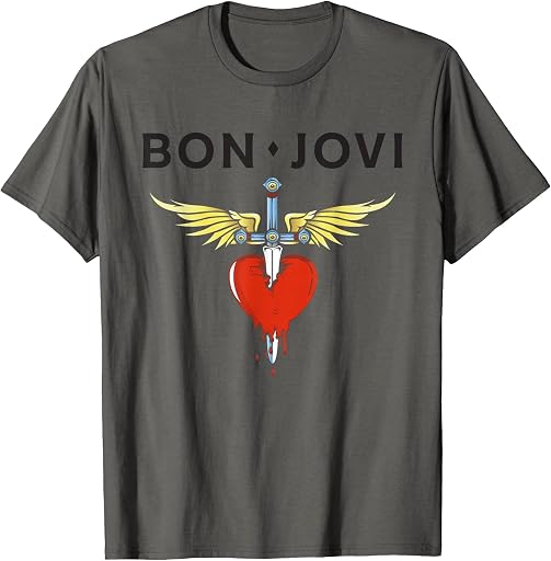 Official Bon Jovi Heart Dagger T Shirts for Men and Women Band Tees