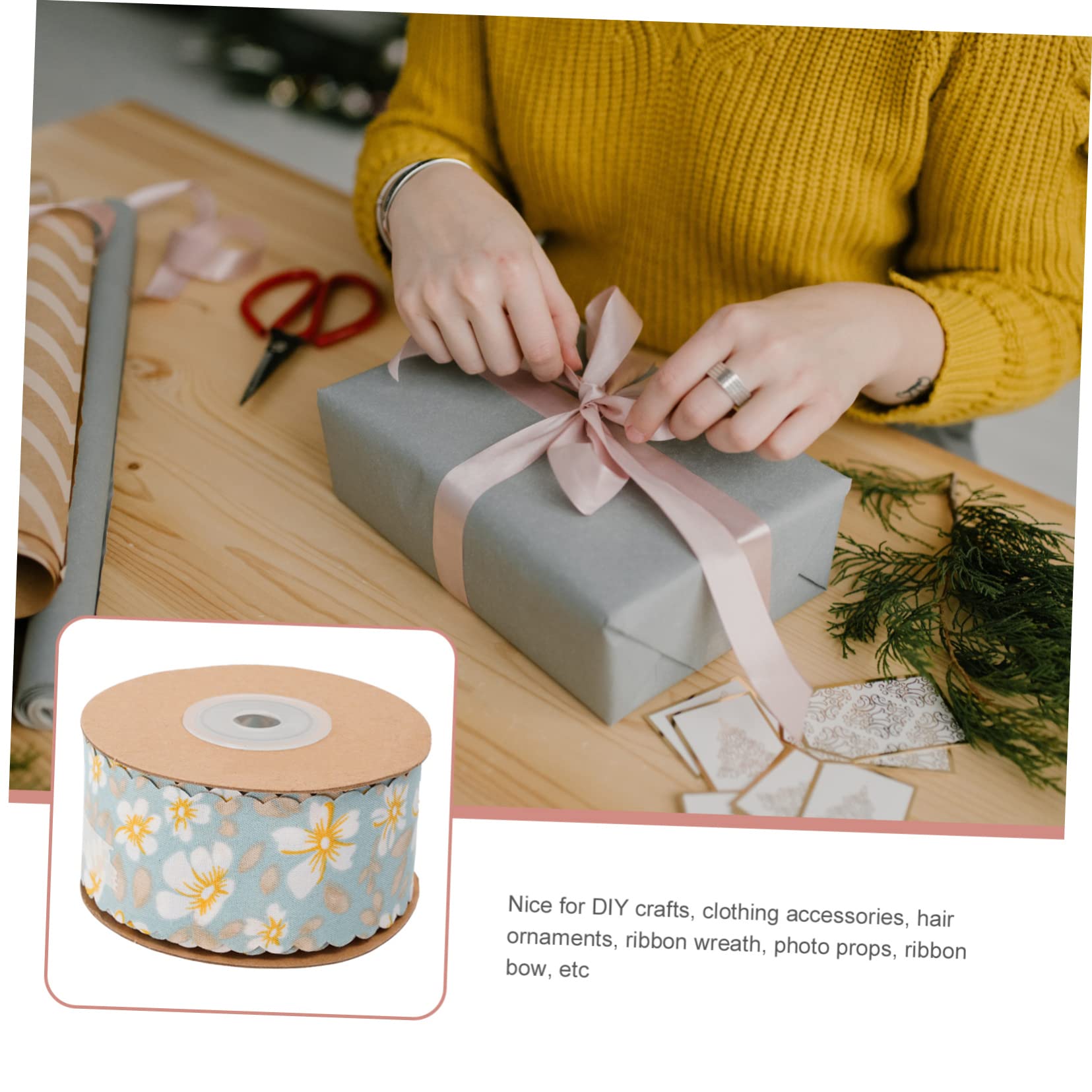 NUOBESTY 3rollos Cinta De Raso Diseño Floral y Bordes De Olas Cinta Decorativa Para y Manualidades Para Fiestas y Uso Diario Yardas