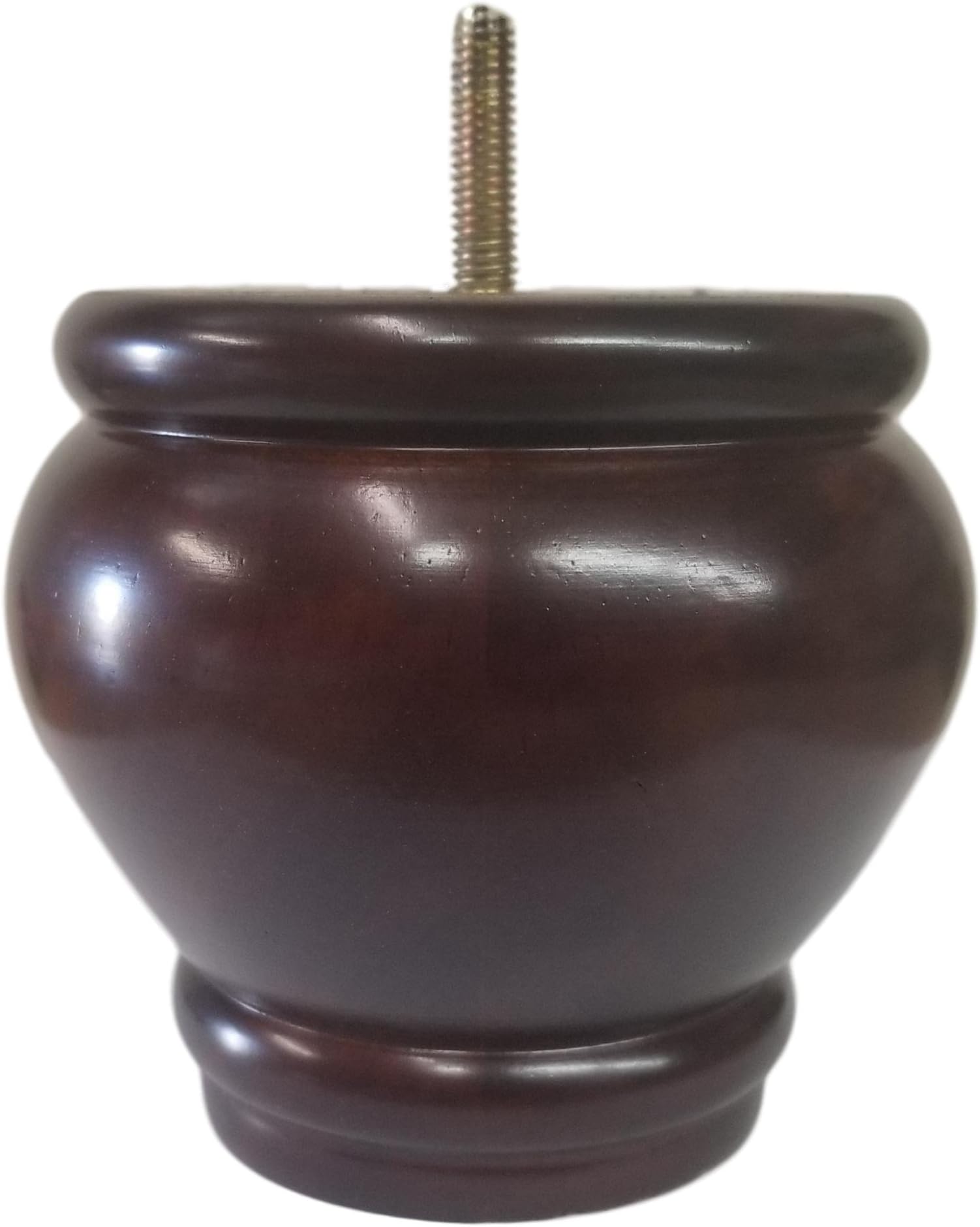 4" Walnut Sofa/Couch/Ottoman Wood Bun Solid Wood Furniture Legs 5/16" Bolt Thread - Set of 4