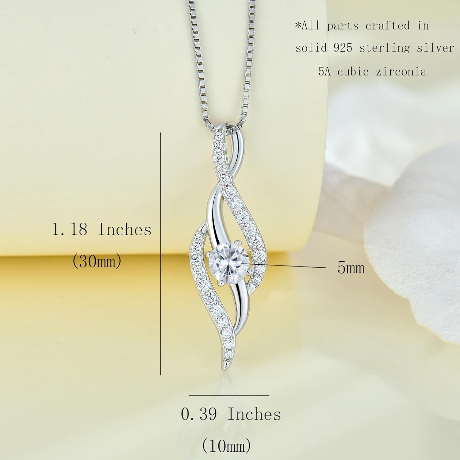 Women Infinity Necklace 925 Sterling Silver Twist Birthstone Pendant with Chain 5A Cubic Zirconia Jewelry - Image 3