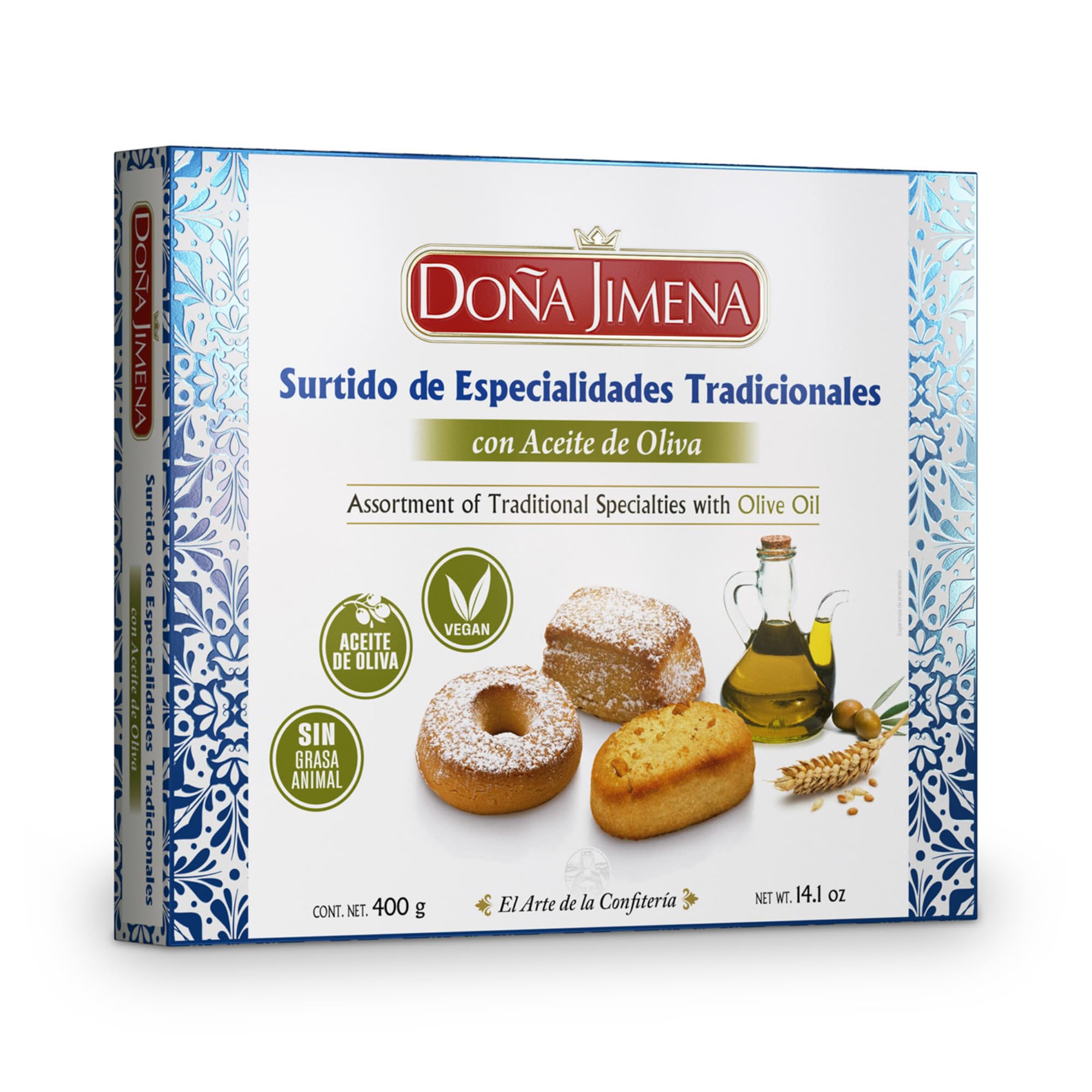 DOÑA JIMENA - Surtido Tradicional con Aceite de Oliva, Producto Vegano, Especialidades, Placer para compartir, 400grCalidad Suprema