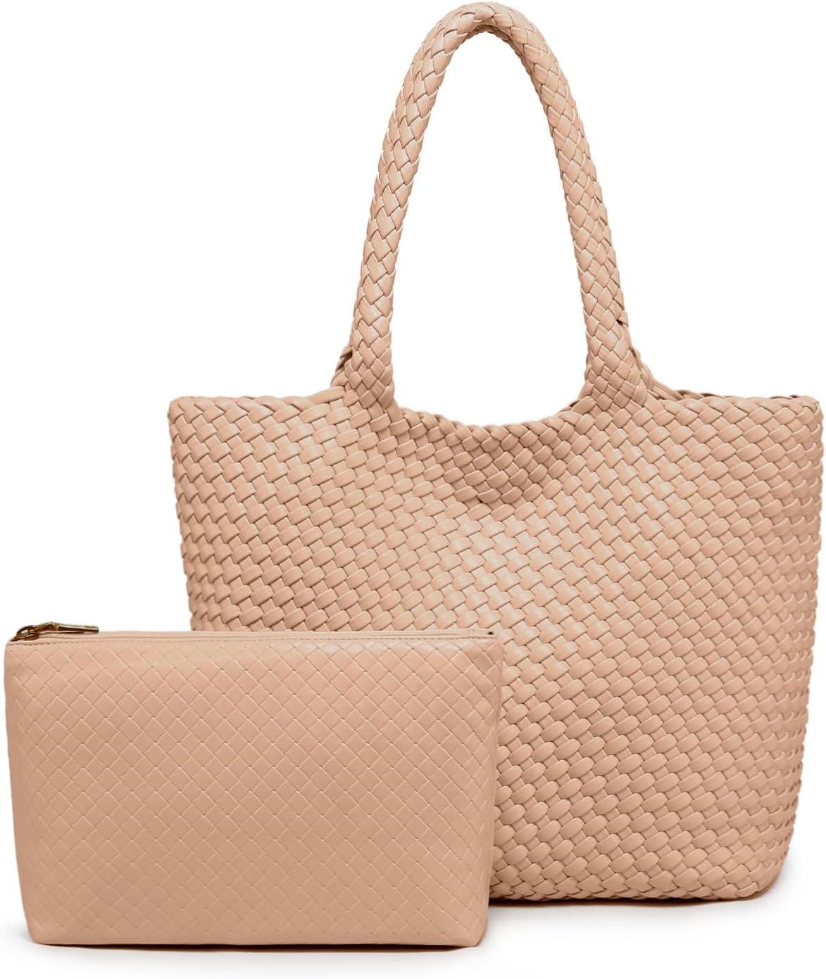 Woven Tote Bag for women,Vegan Leather Woven Satchel Handbag,Shoulder bag with Pouch,Hobo bag fits13-14” laptops | Hand woven leather