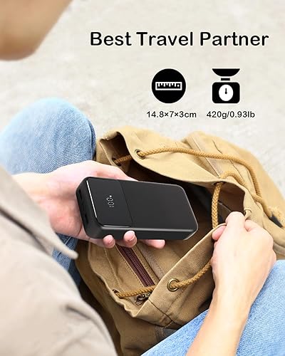 Miniatura 6 de Cargador portátil de 2000 mAh con 2 cables incorporados, batería externa de 22.5 W, carga rápida, paquete de batería esencial de viaje, pantalla